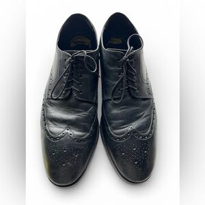 Cole Haan Black Leather Men's Grand O’s Broguing Pattern Wingtip Dress Shoes 9M
